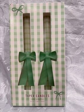 Taper Candles with Bow Accent - Green -Anthropologie New